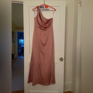 LOVELY Pink One Shoulder Full-Length Evening Dress